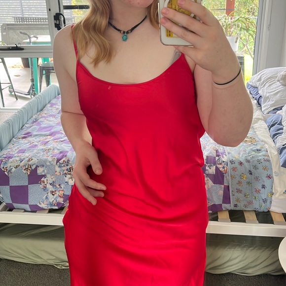 Red Slip Dress - Picture 2 of 5